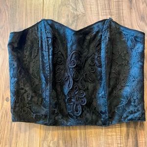 Vintage Victorias Secret Gold Label Black Bustier Top  New Without Tags Size M/L